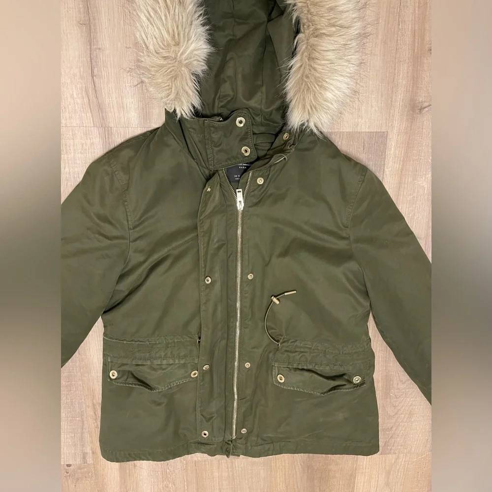 ZARA Khaki Fall/Winter Jacket - Picture 4 of 11